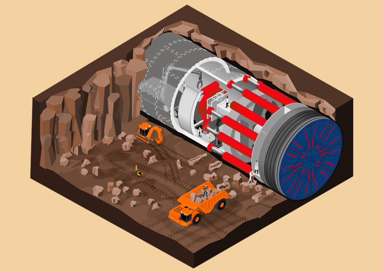 Detail of infographic about tunnel boring machines